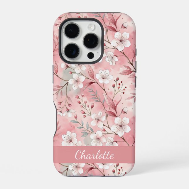 Custom Sakura Flower Pattern Pink  iPhone Case (Back)