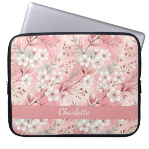 Custom Sakura Flower Pattern Pink Laptop Sleeve