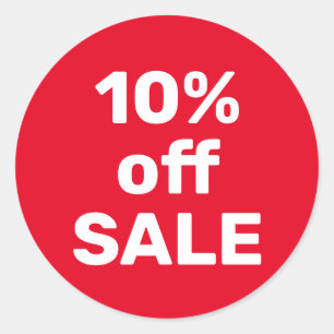 Custom SALE STICKER 10% OFF RED WHITE 