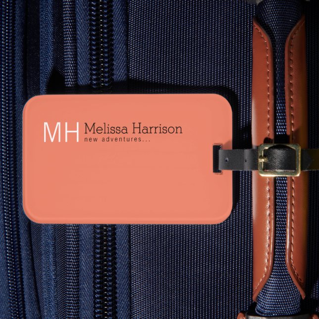 Custom Salmon Colour Luggage Tag (Front Insitu 4)