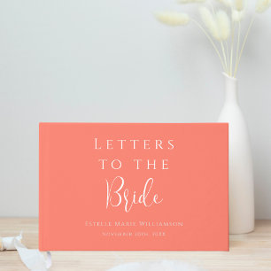 Custom Salmon Coral Pink Letters to the Bride Guest Book