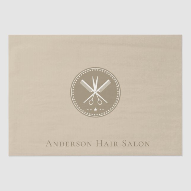 Custom Salon Elegant Neut – Taupe Star Logo Design Tissue Paper (Front)
