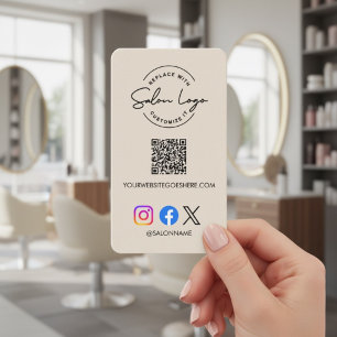 Custom Salon Logo QR Code Social Media Marketing  Business Card