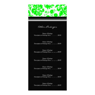 Custom Salon Rack Cards Green Black Damask
