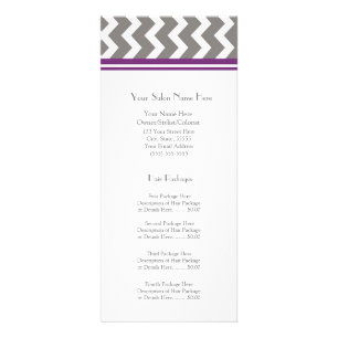 Custom Salon Rack Cards Purple Grey Chevron