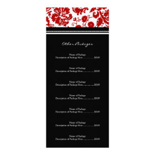 Custom Salon Rack Cards Red Black Damask