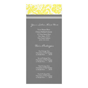 Custom Salon Rack Cards Yellow Grey Damask
