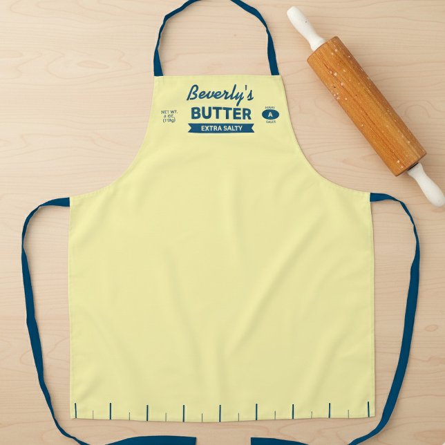 Custom Salty Butter Chef Apron Funny Baker  (Personalize this butter yellow butter stick apron for your favorite salty baker or chef.)