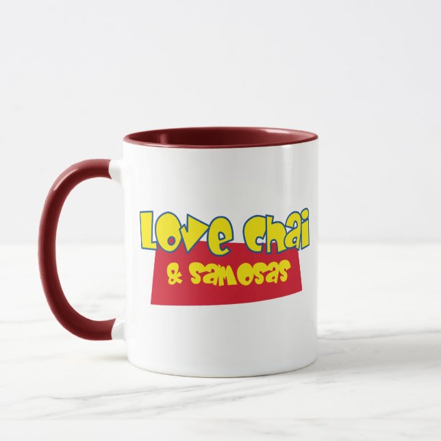 Custom Samosas Chai Humour Funny Chai Tea Pun Mug (Left)
