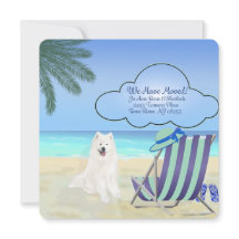 Custom Samoyed "We Have Moved" 5.25" x 5.25" Card