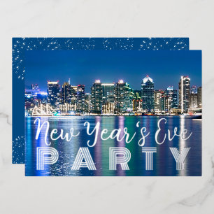 Custom San Diego NYE Party Foil Invitation