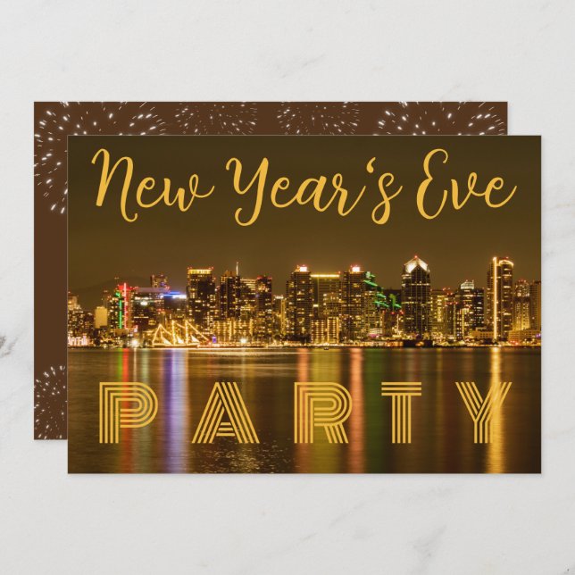 Custom San Diego NYE Party Invitation (Front/Back)