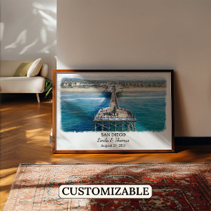 Custom San Diego Wall Art, California Poster