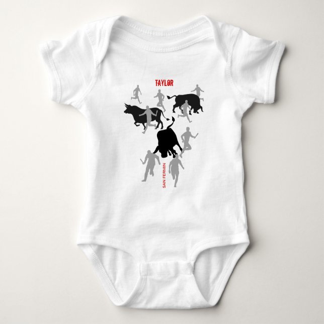 Custom, San Fermin Pamplona, encierro / bull run, Baby Bodysuit (Front)