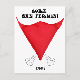 Custom, San Fermin scarf folded into a bulls head: Postcard