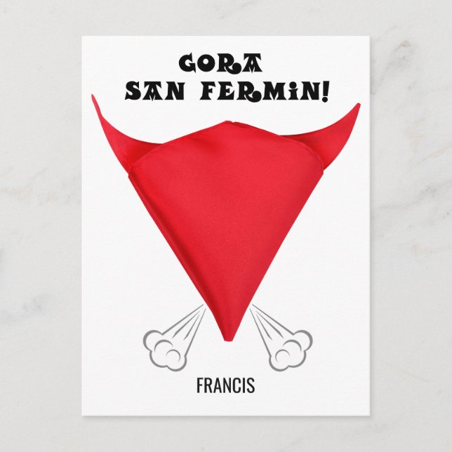 Custom, San Fermin scarf folded into a bulls head: Postcard (Front)
