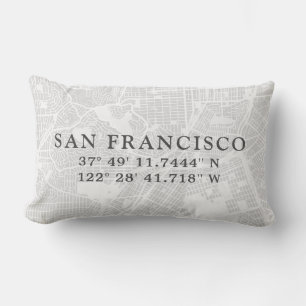 Custom San Francisco Map   Light Grey Lumbar Cushion
