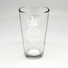 Custom Sand Etched Pint Glass with Pineapple Motif