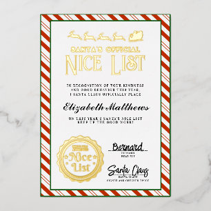 Custom Santa Approved Nice List Award Foil Card