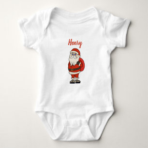 Custom Santa Claus Christmas Flip Flops Baby Bodysuit