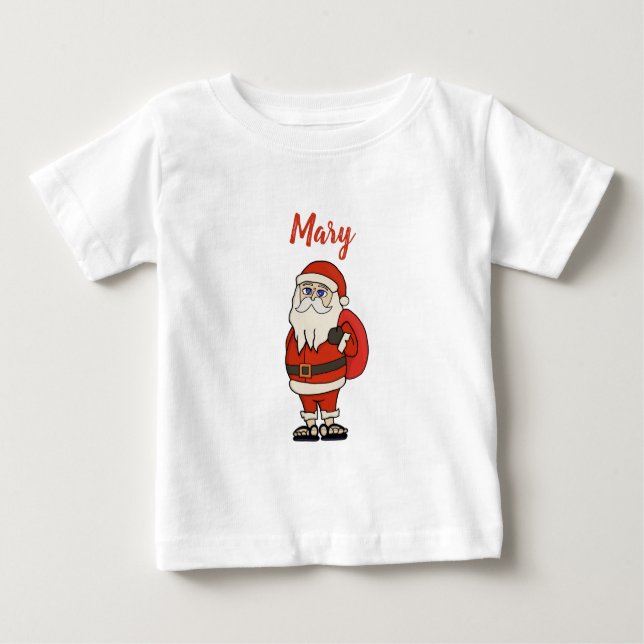 Custom Santa Claus Christmas Flip Flops Baby T-Shirt (Front)