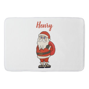 Custom Santa Claus Christmas Flip Flops Bath Mat