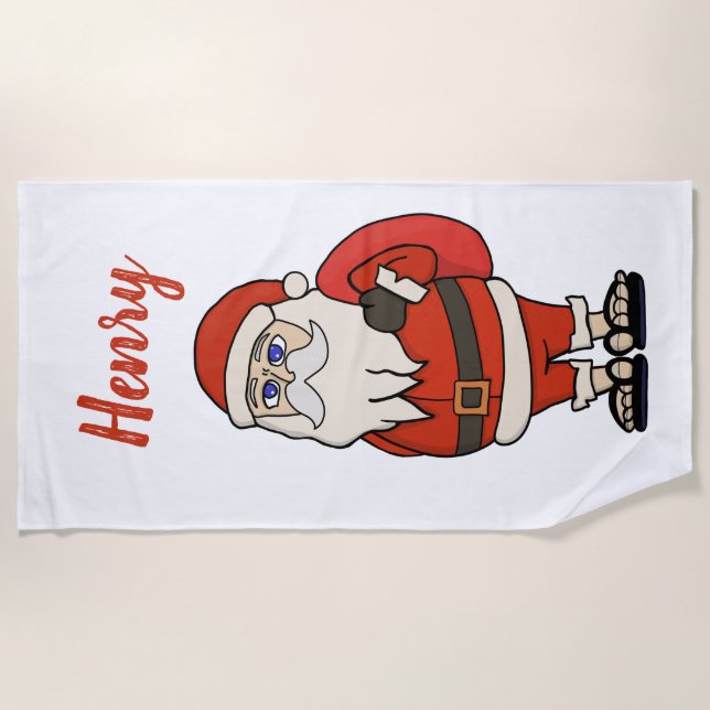 Custom Santa Claus Christmas Flip Flops Beach Towel (Front)