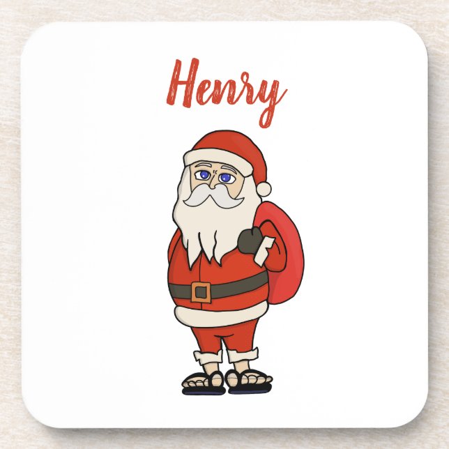 Custom Santa Claus Christmas Flip Flops Coaster (Front)
