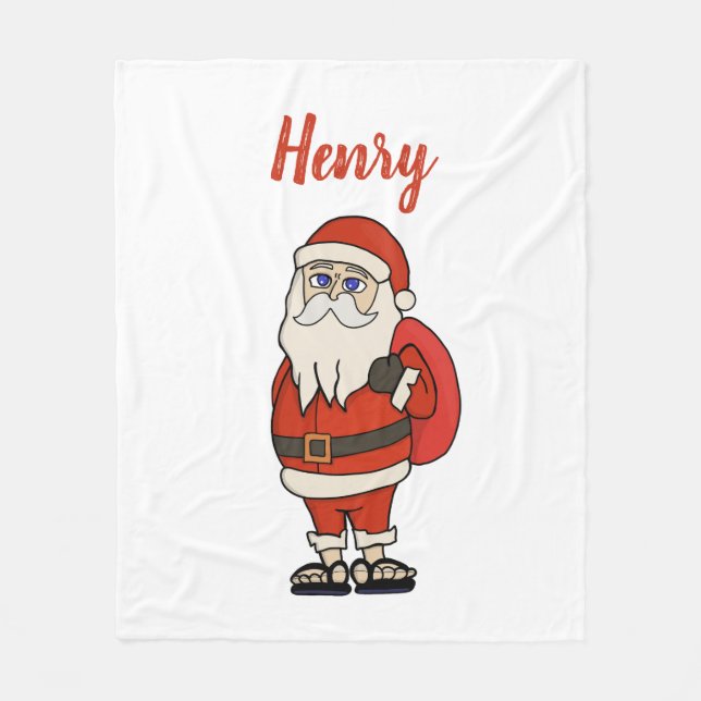 Custom Santa Claus Christmas Flip Flops Fleece Blanket (Front)