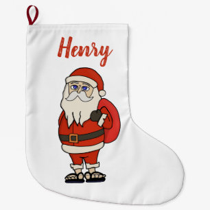 Custom Santa Claus Christmas Flip Flops Large Christmas Stocking