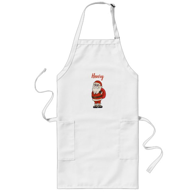 Custom Santa Claus Christmas Flip Flops Long Apron (Front)