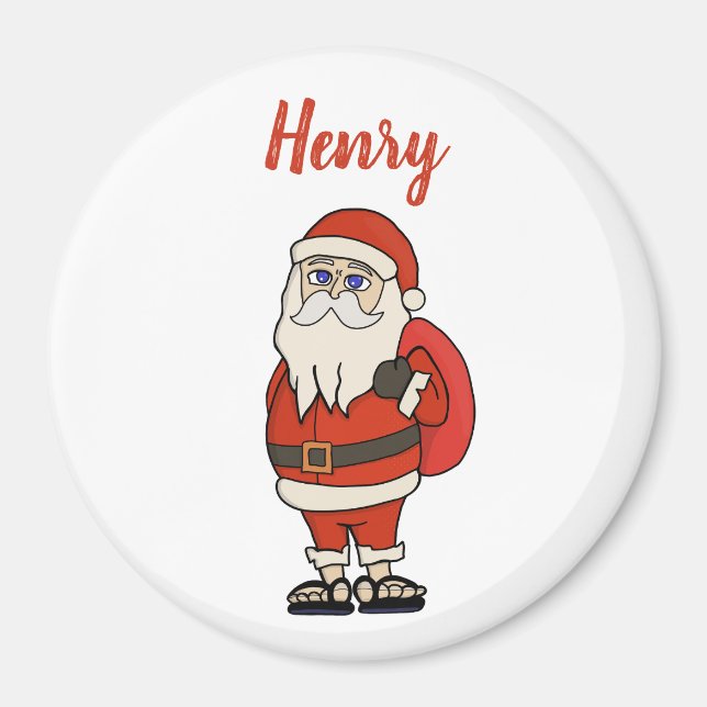 Custom Santa Claus Christmas Flip Flops Magnet (Front)