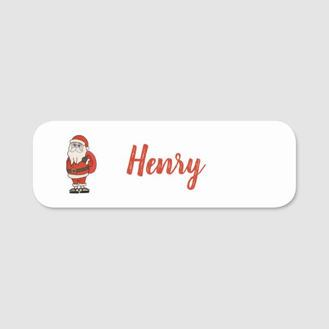 Custom Santa Claus Christmas Flip Flops Name Tag (Front)