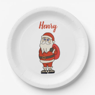 Custom Santa Claus Christmas Flip Flops Paper Plate