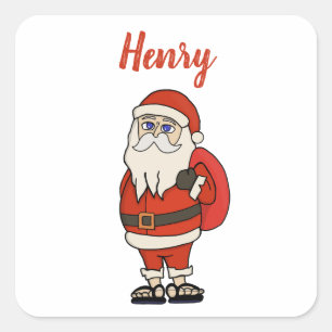 Custom Santa Claus Christmas Flip Flops Square Sticker