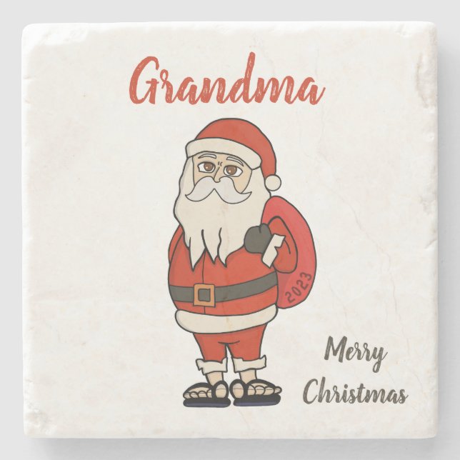 Custom Santa Claus Christmas Flip Flops Stone Coaster (Front)