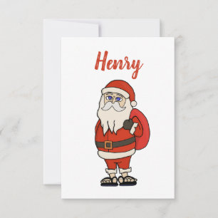 Custom Santa Claus Christmas Flip Flops Thank You Card