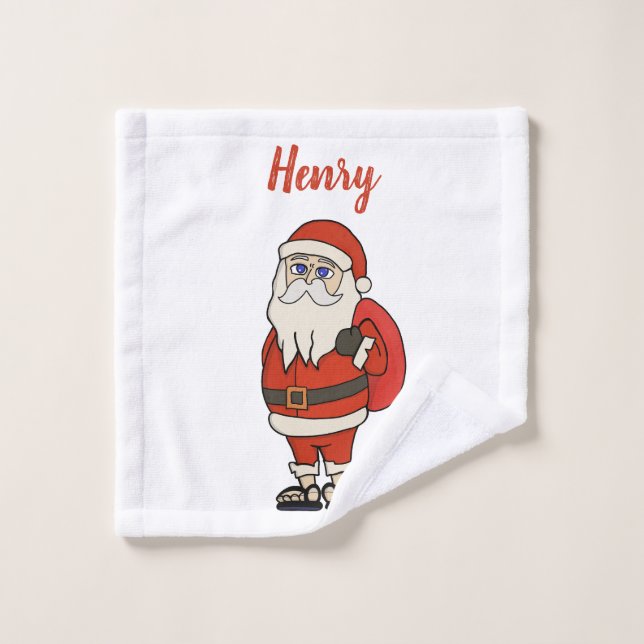 Custom Santa Claus Christmas Flip Flops Wash Cloth (Wash Cloth)