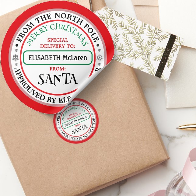 Custom Santa Claus Name Sticker — North Pole Works (Custom Santa Claus Name Sticker — North Pole Workshop)