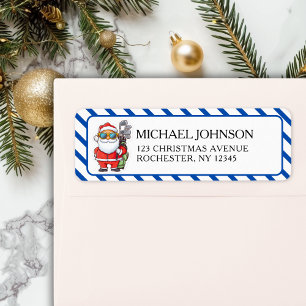 Custom Santa Golf Christmas - Funny Holiday Adress Return Address Label