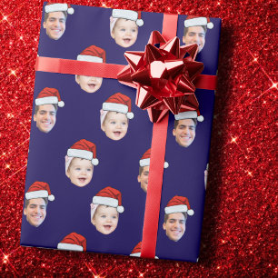 Custom Santa Hat Face Wrapping Paper
