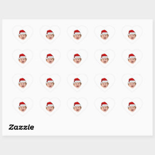 Custom Santa Hat Stickers, Face Photo Christmas Heart Sticker