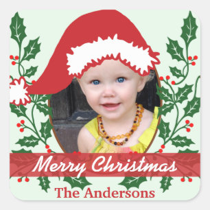 Custom Santa Hat to Personalise Square Sticker