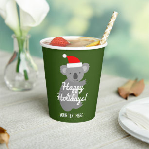 Custom Santa koala bear tropical Christmas Holiday Paper Cups