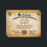 Custom Santa Officials Nice List Christmas Cert<br><div class="desc">This customised,  vintage,  classic certificate was created to celebrate all nice little boys and girls who have been officially awarded Santa's "Nice List." It is put out as an official achievement memorial. Click "personalise" to add your child's name to celebrate this sweet holiday.</div>