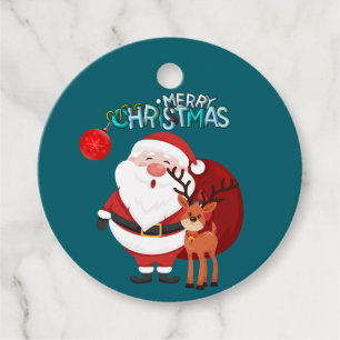Custom Santa & Reindeer Happy Holiday Gift Tags