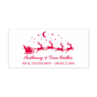 Custom Santa Sleigh & Reindeers Holiday  Self-inking Stamp