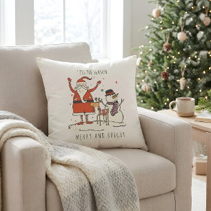 Custom Santa Snowman Reindeer Star Christmas Hygge Cushion