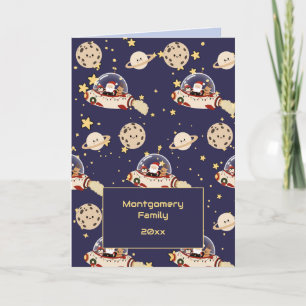 Custom Santa Spaceship Christmas Card