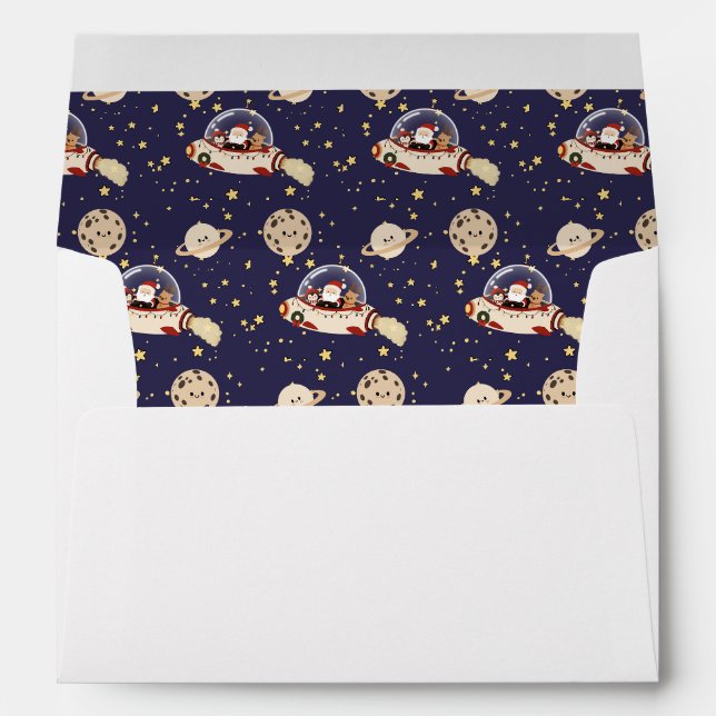 Custom Santa Spaceship Christmas  Envelope (Back (Bottom))